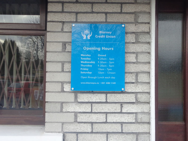 Blarney Credit Union Exterior Plaque